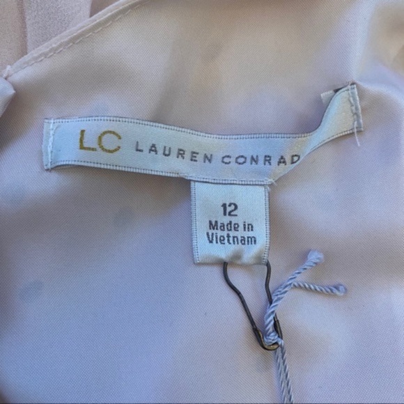 LC LAUREN CONRAD Dress Polka Dot Popover Pleated Party Pink Gray Size 12 - Picture 9 of 15